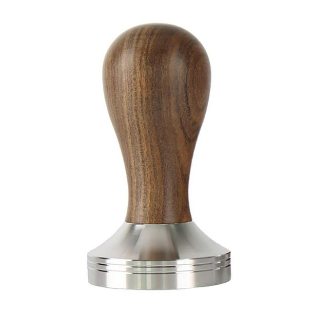 7 Type 49~58mm Coffee Tamper Flat Base  Beans Press Tool Wooden Handle 